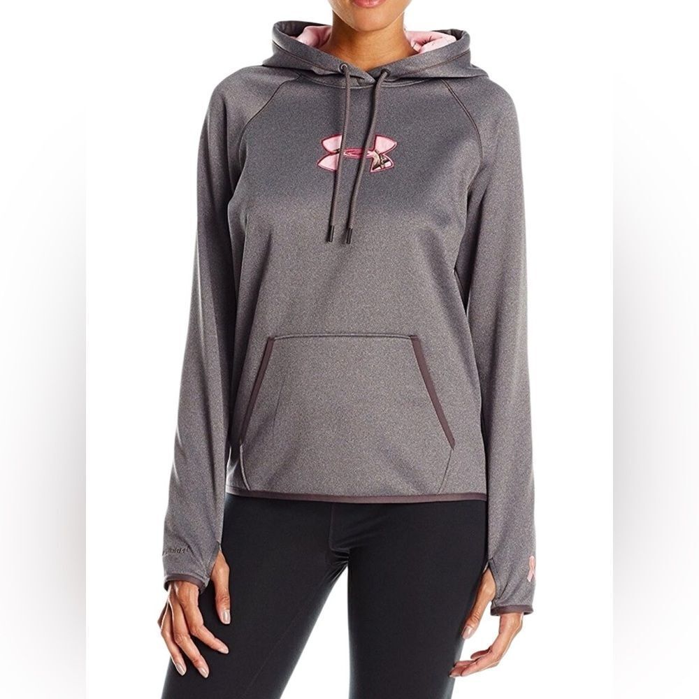 UNDER ARMOUR WOMEN'S CALIBER HOODIE Grey Pink camo size medium